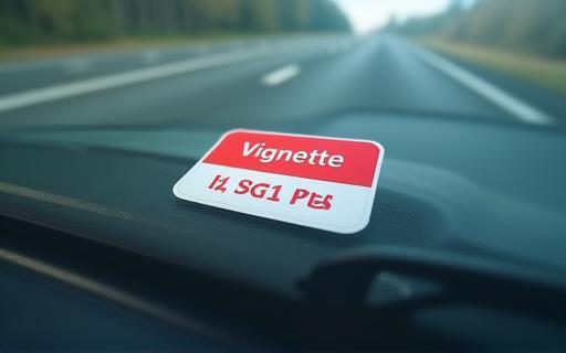 Austria vignette sticker on car windshield